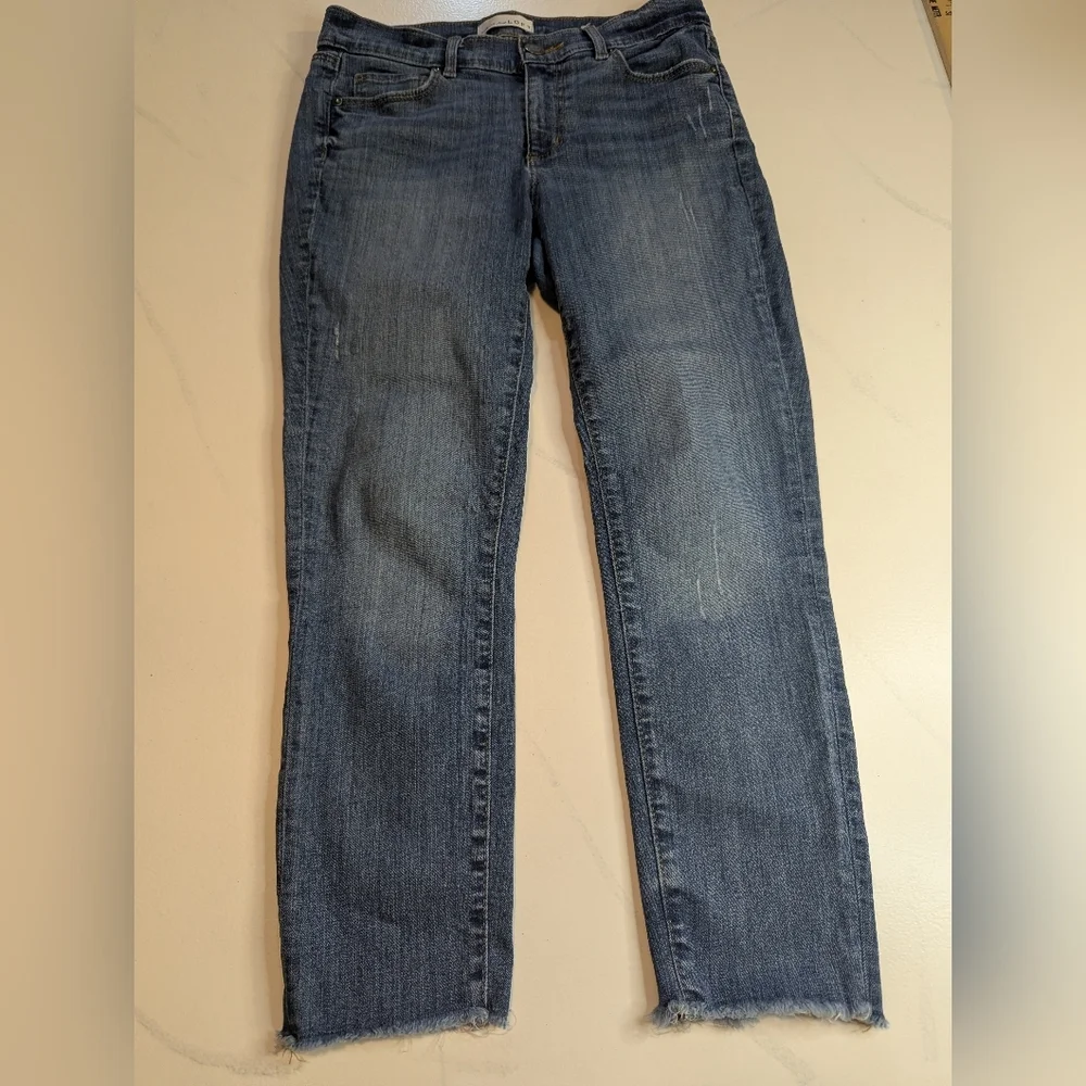 Ann Taylor LOFT Women's Modern Skinny Ankle Blue Jeans Raw Hem Size 4 / 27 - Picture 2 of 10